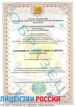 Образец сертификата соответствия аудитора №ST.RU.EXP.00014299-1 Бологое Сертификат ISO 14001